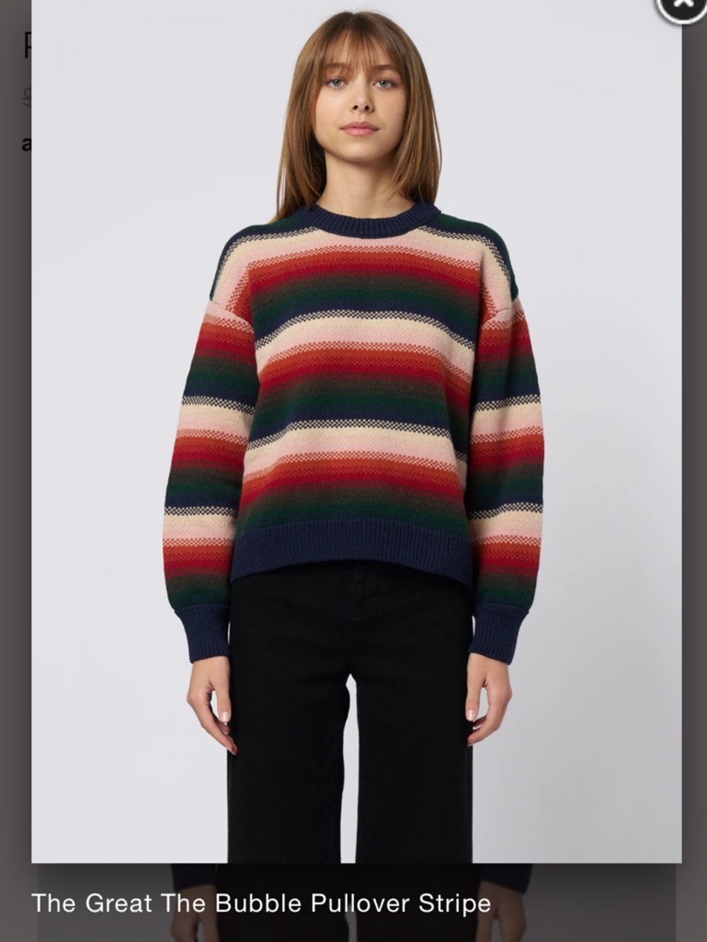 NWT THE GREAT. Bubble Pullover in Reflection Stripe